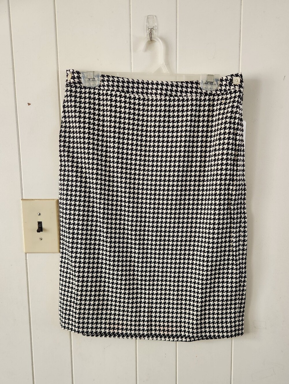 NWT LAUREN Ralph Lauren Black & White Houndstooth Pencil Skirt Size 4